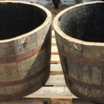 Set of 2 Oak Half Whisky Barrel Planters (17" x 24") – Delivery Included
