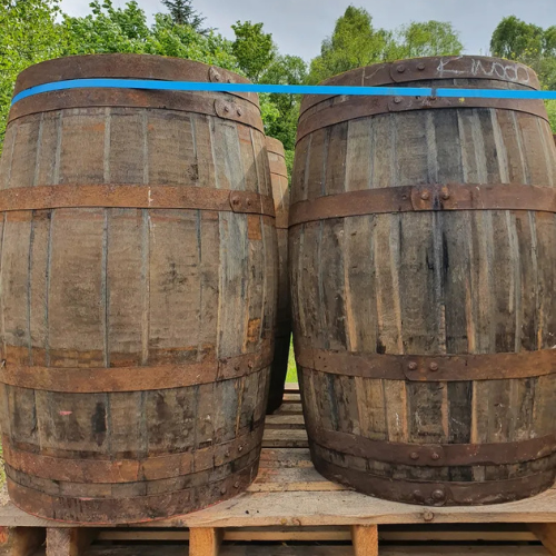 Untitled design (5) Set of 2 Reclaimed Oak Bourbon Barrels – Grade A – With Delivery - Image 1